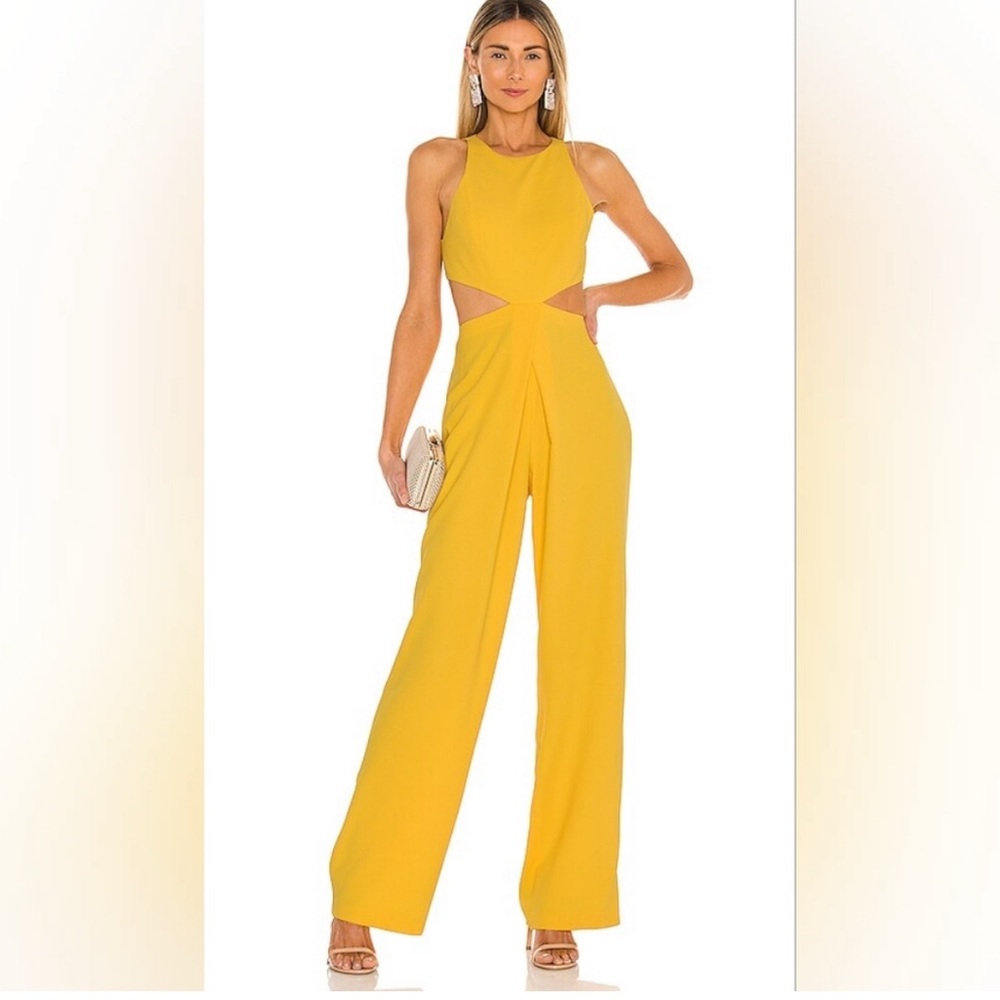 NWT - Alice + Olivia Cara Cut Out Jumpsuit Golden Rod - Yellow - Size 10